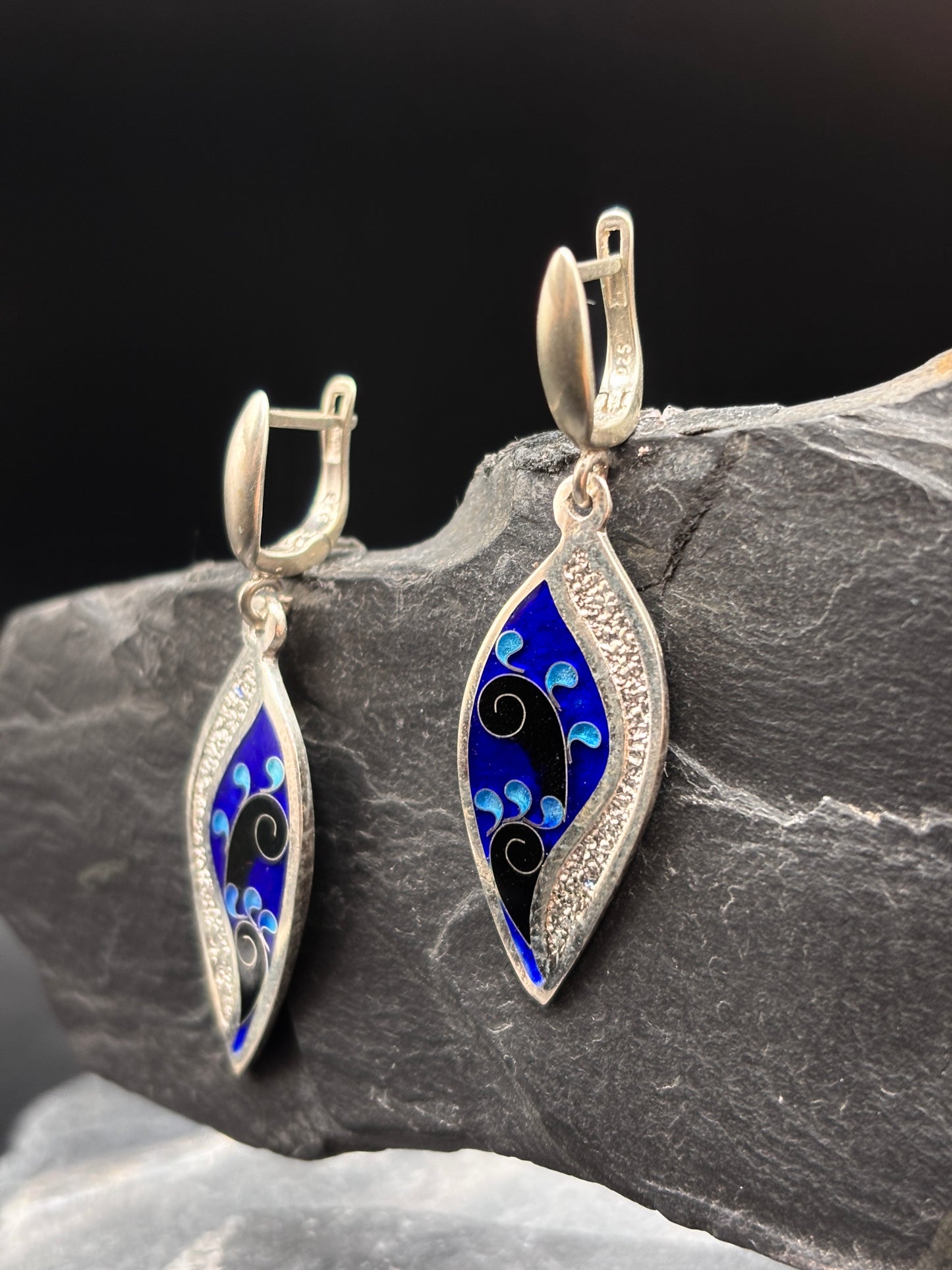 Серьги "Синяя эмаль"