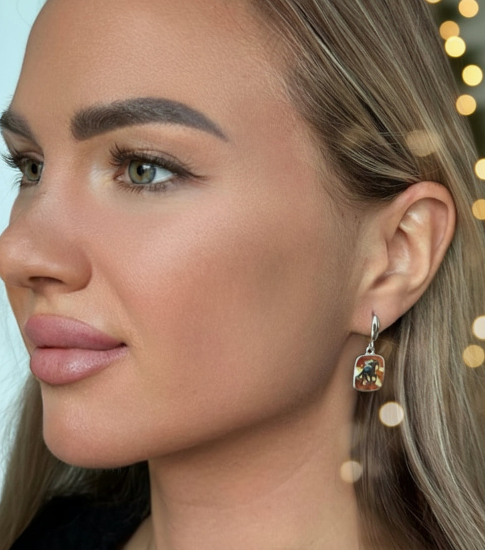 Earrings “Red Horse 2026” – Minanqari Silver