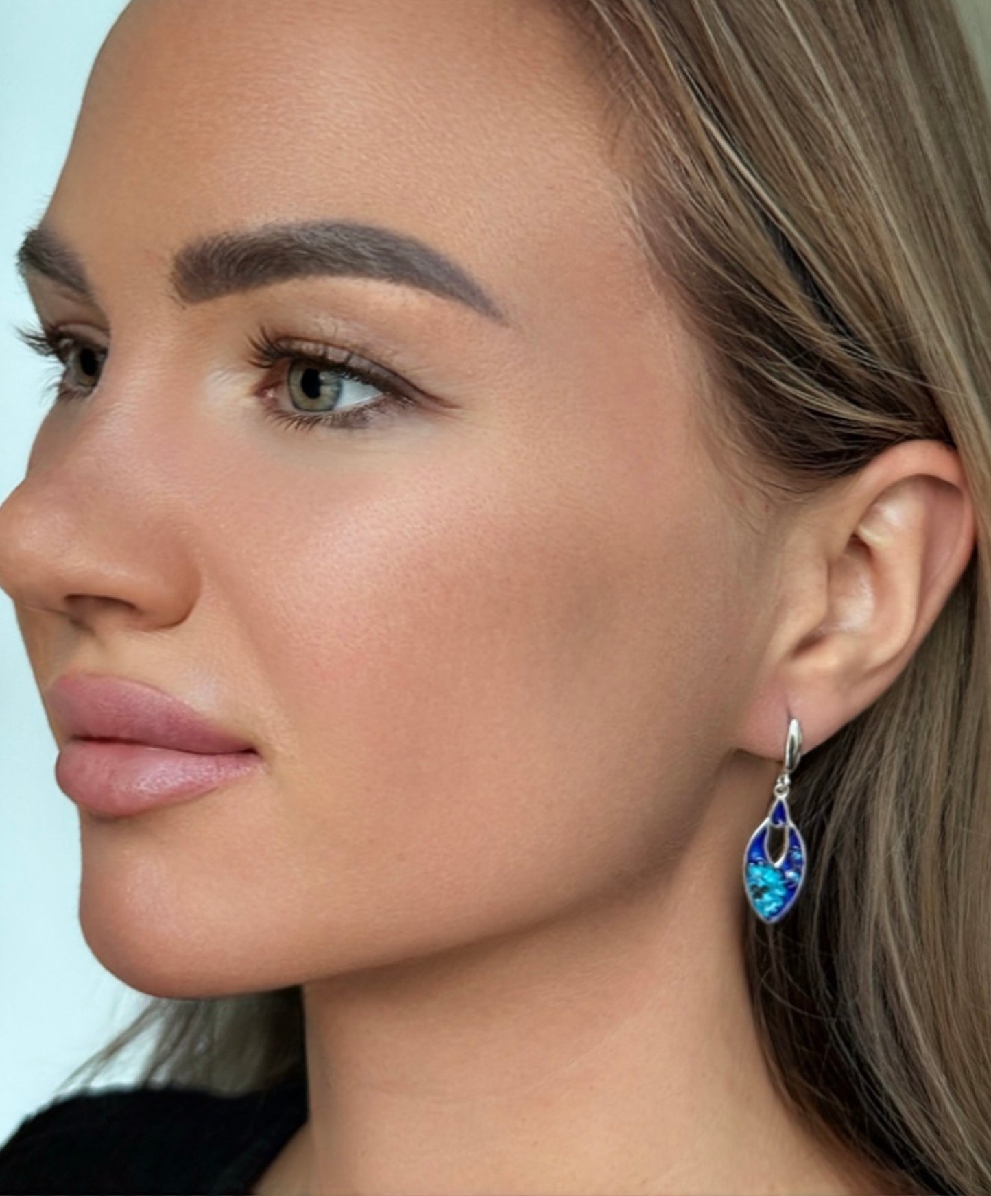 Серьги «Океанская волна» — серебро минанкари и эмаль