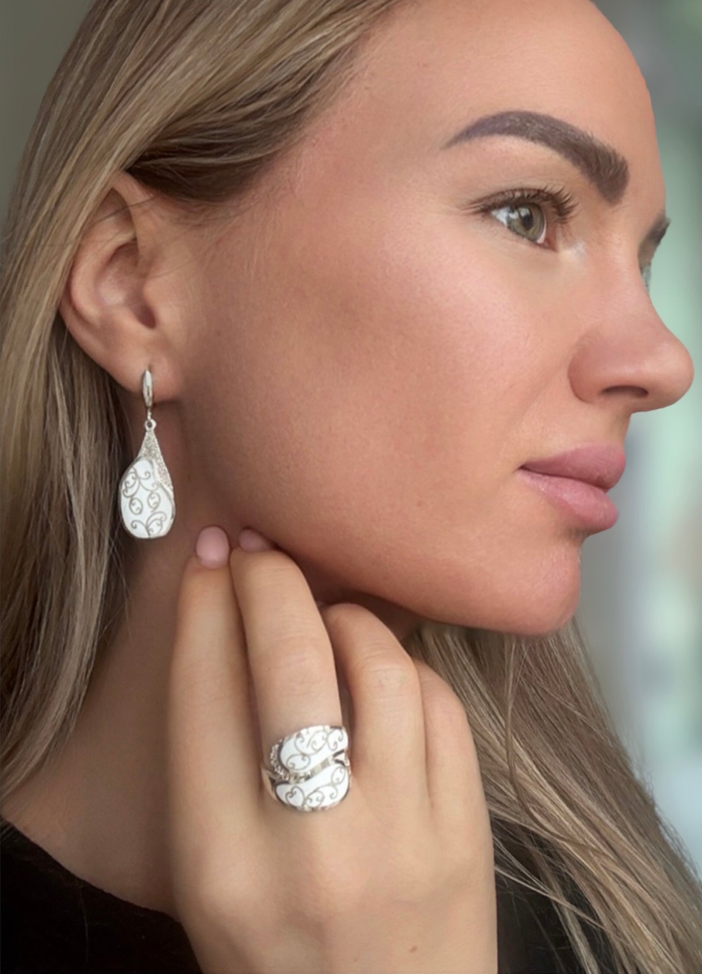 Set “White Lace” — Minanqari Silver & Enamel