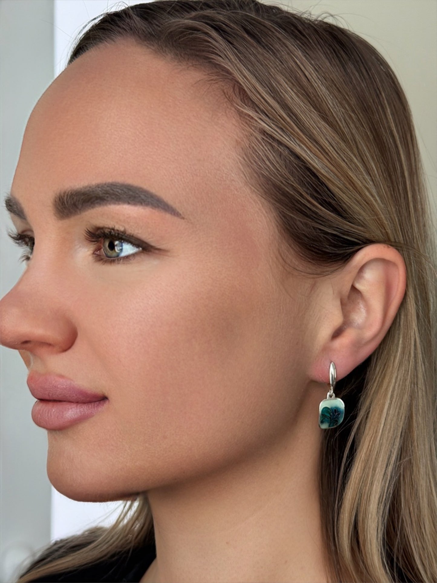 Earrings "Blue Leaves Enamel" - Minanqari Silver & Enamel