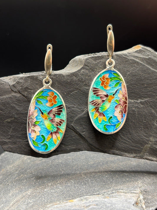 Earrings “Hummingbirds in the blooming garden”