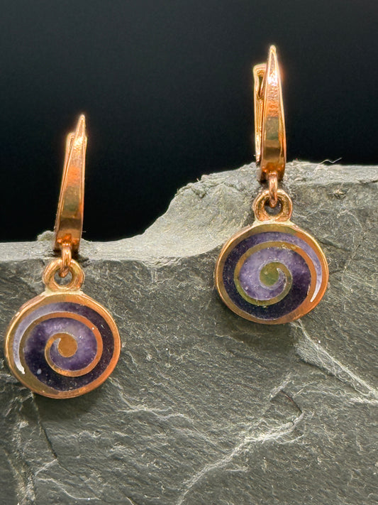 Violet Spiral Minanqari Earrings – Gold-Plated Silver Enamel Earrings