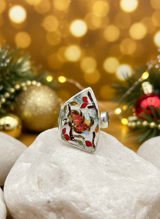 Ring “Song of Snow” – Minanqari Silver & Enamel