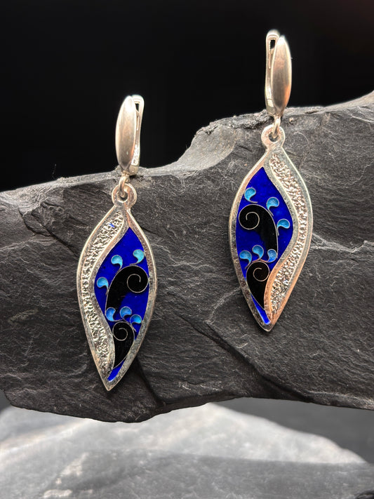 Серьги "Синяя эмаль"