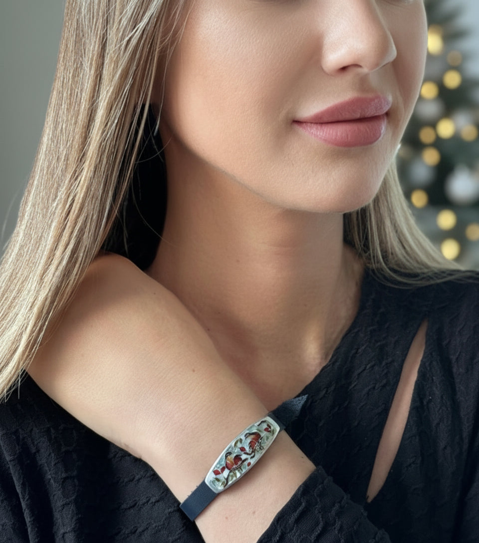 Bracelet “Winter Melody” — Minanqari Enamel & Silver