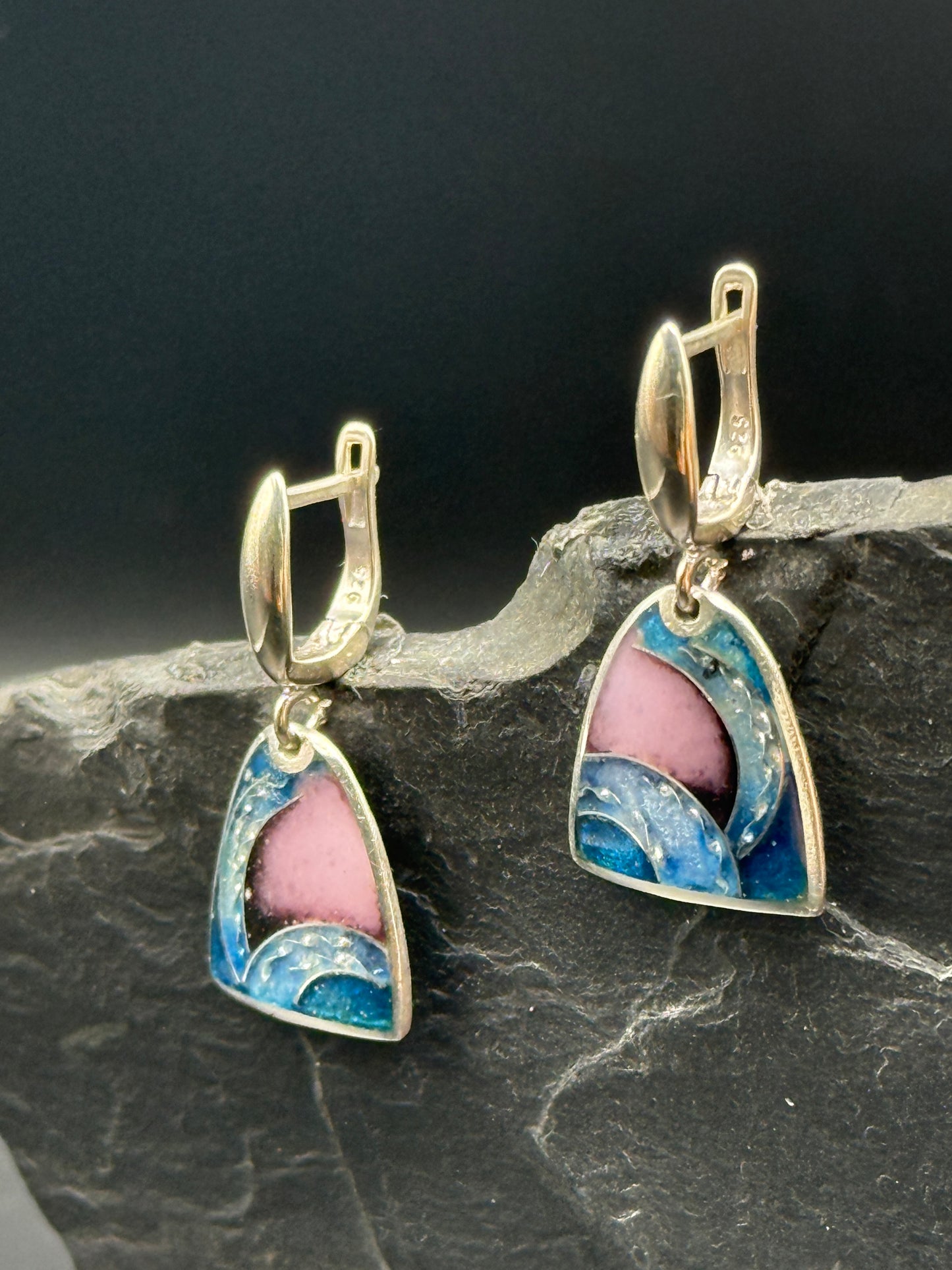 Earrings “Pink Horizon”  - Minanqari Silver & Enamel