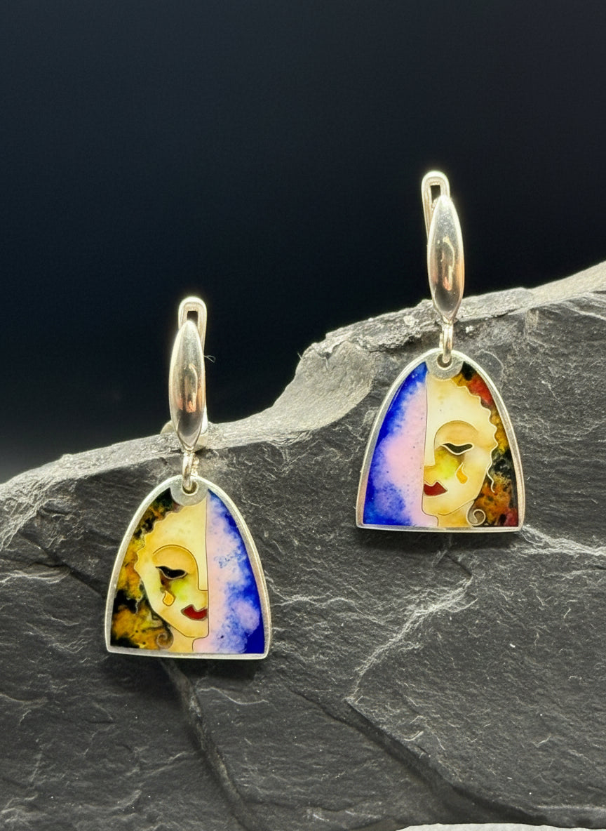 Серьги «Золотые слезы» — серебро минанкари и эмаль