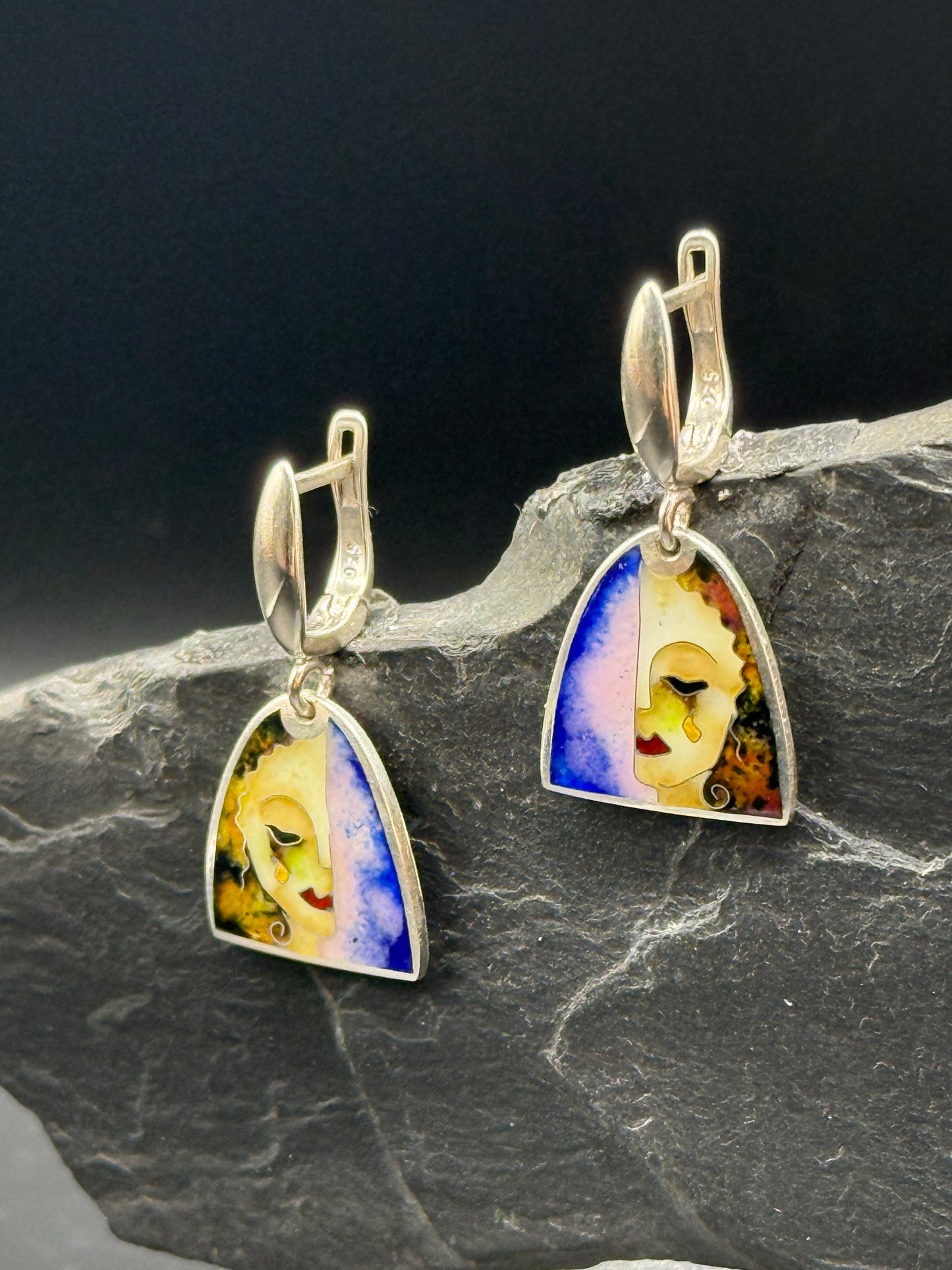 Серьги «Золотые слезы» — серебро минанкари и эмаль