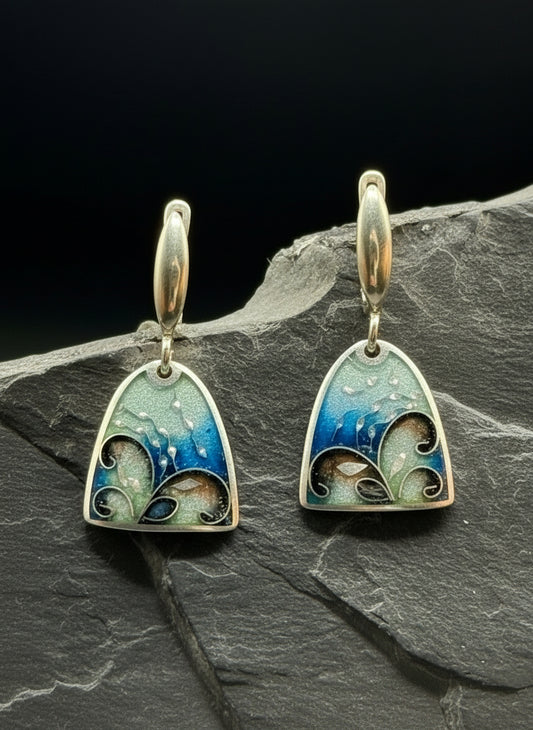 Earrings “Ocean Breeze”  – Minanqari Enamel & Silver
