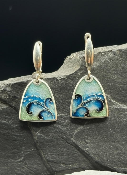 Earrings “Sea Whisper” – Minanqari Enamel & Silver