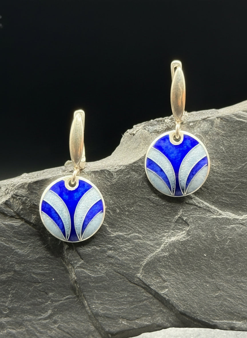 Earrings “Blue Breeze” - Minanqari Silver & Enamel