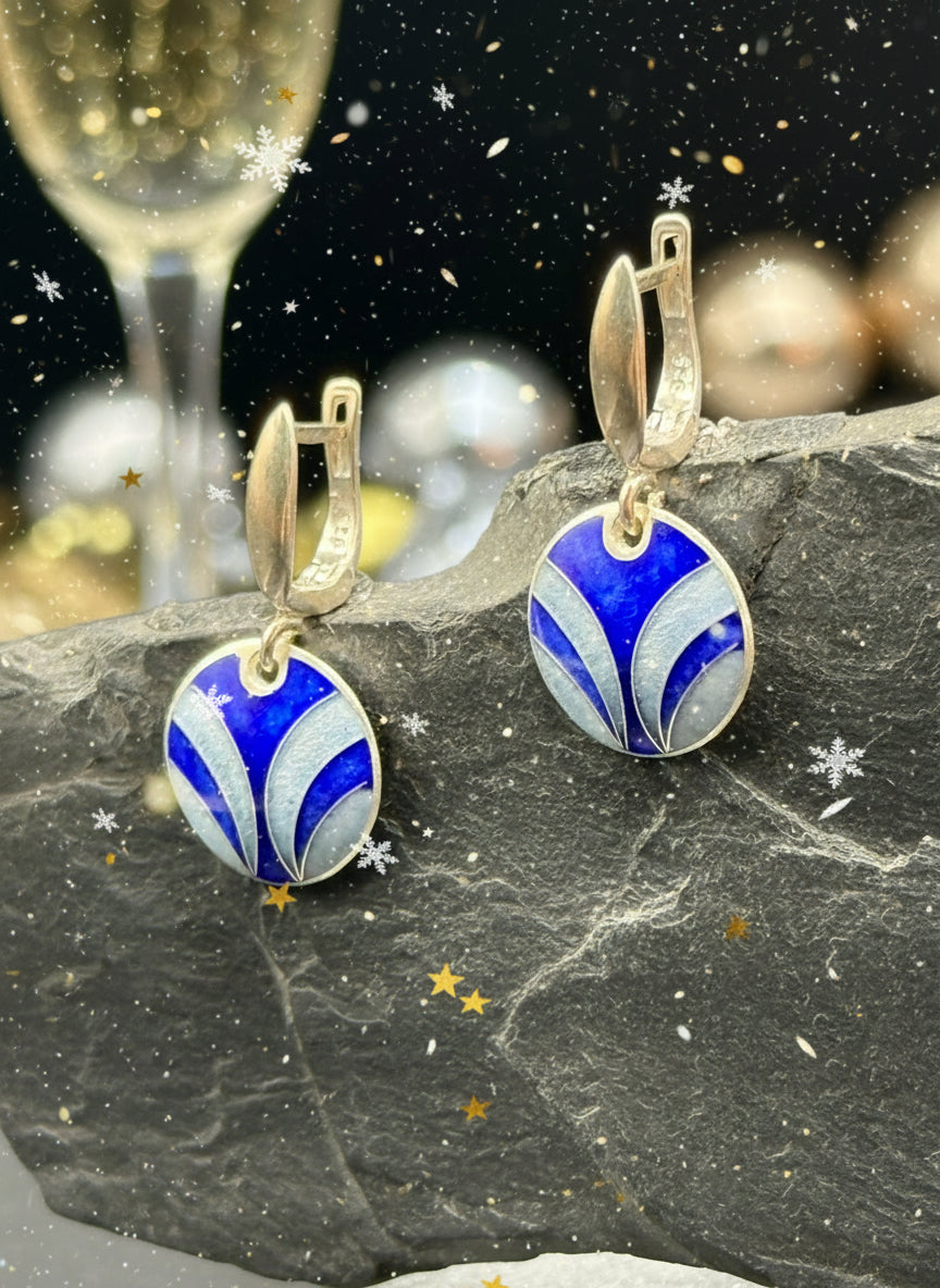 Earrings “Blue Breeze” - Minanqari Silver & Enamel