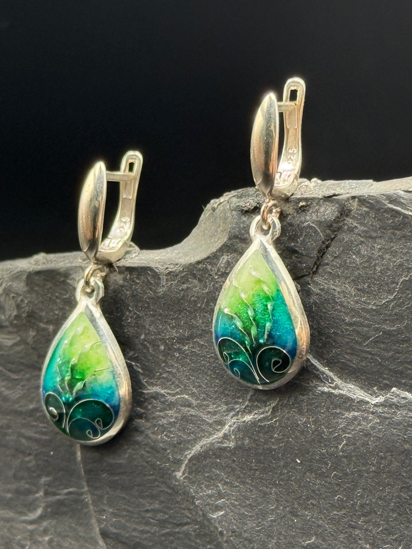 Earrings "Green Breeze" Minanqari Handmade Silver