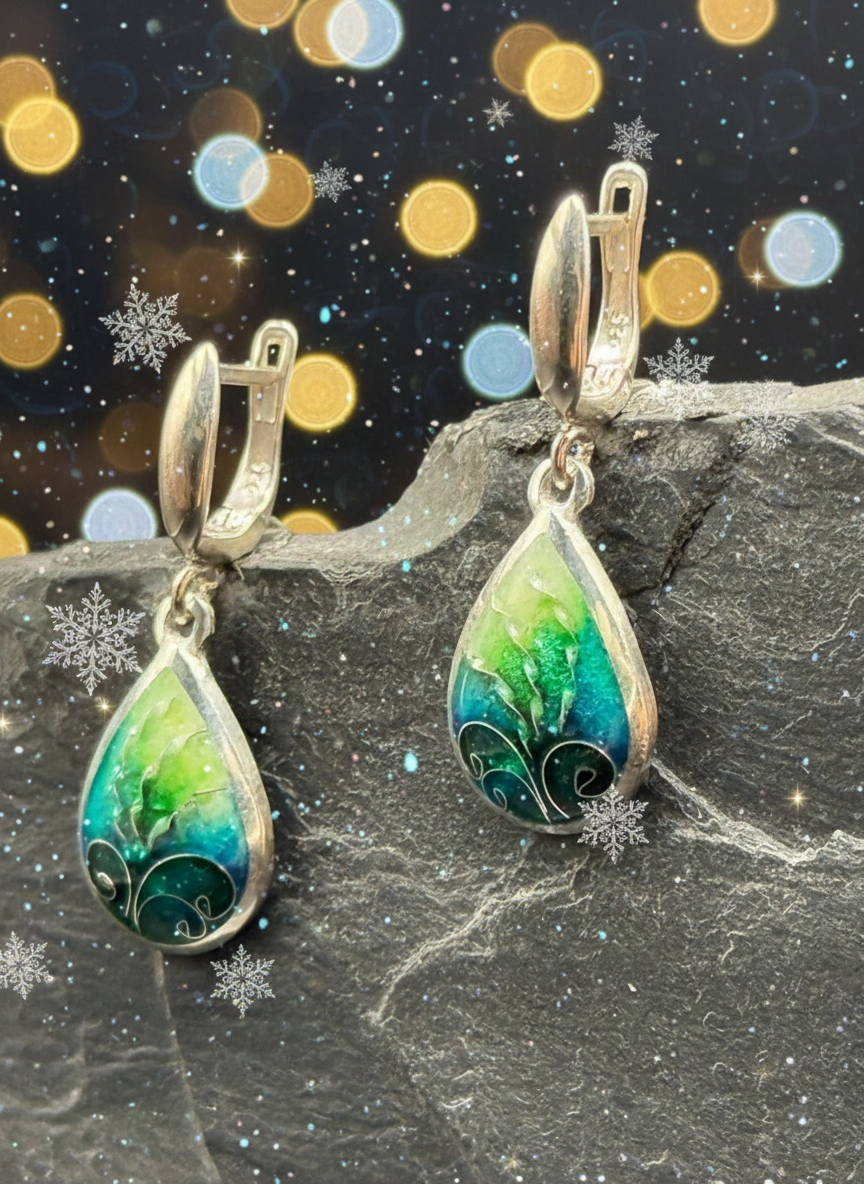 Earrings "Green Breeze" Minanqari Handmade Silver