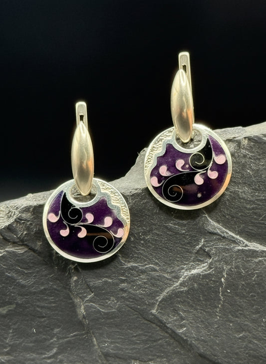 Earrings “Purple Twilight” - Minanqari Silver & Enamel