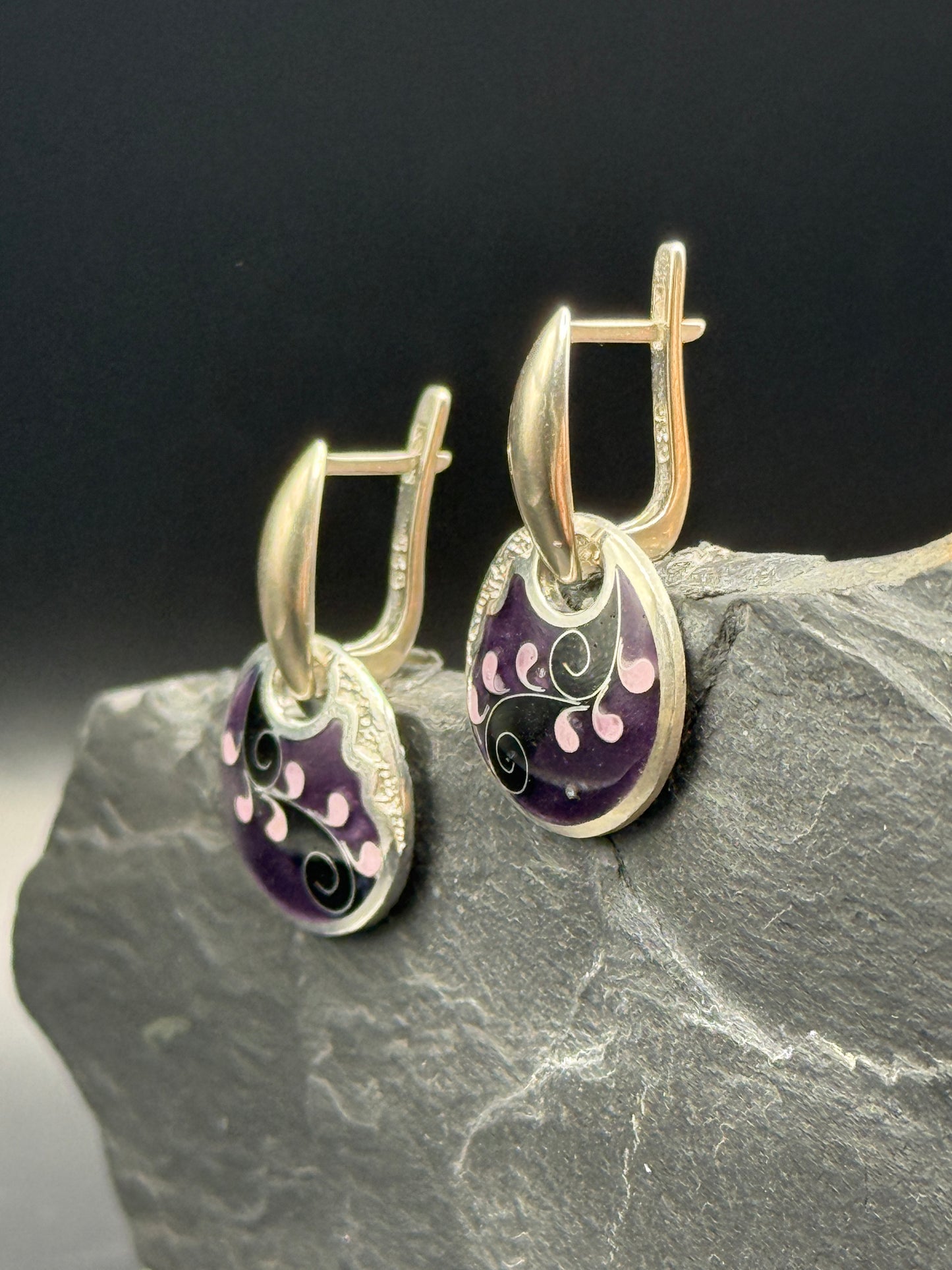Earrings “Purple Twilight” - Minanqari Silver & Enamel