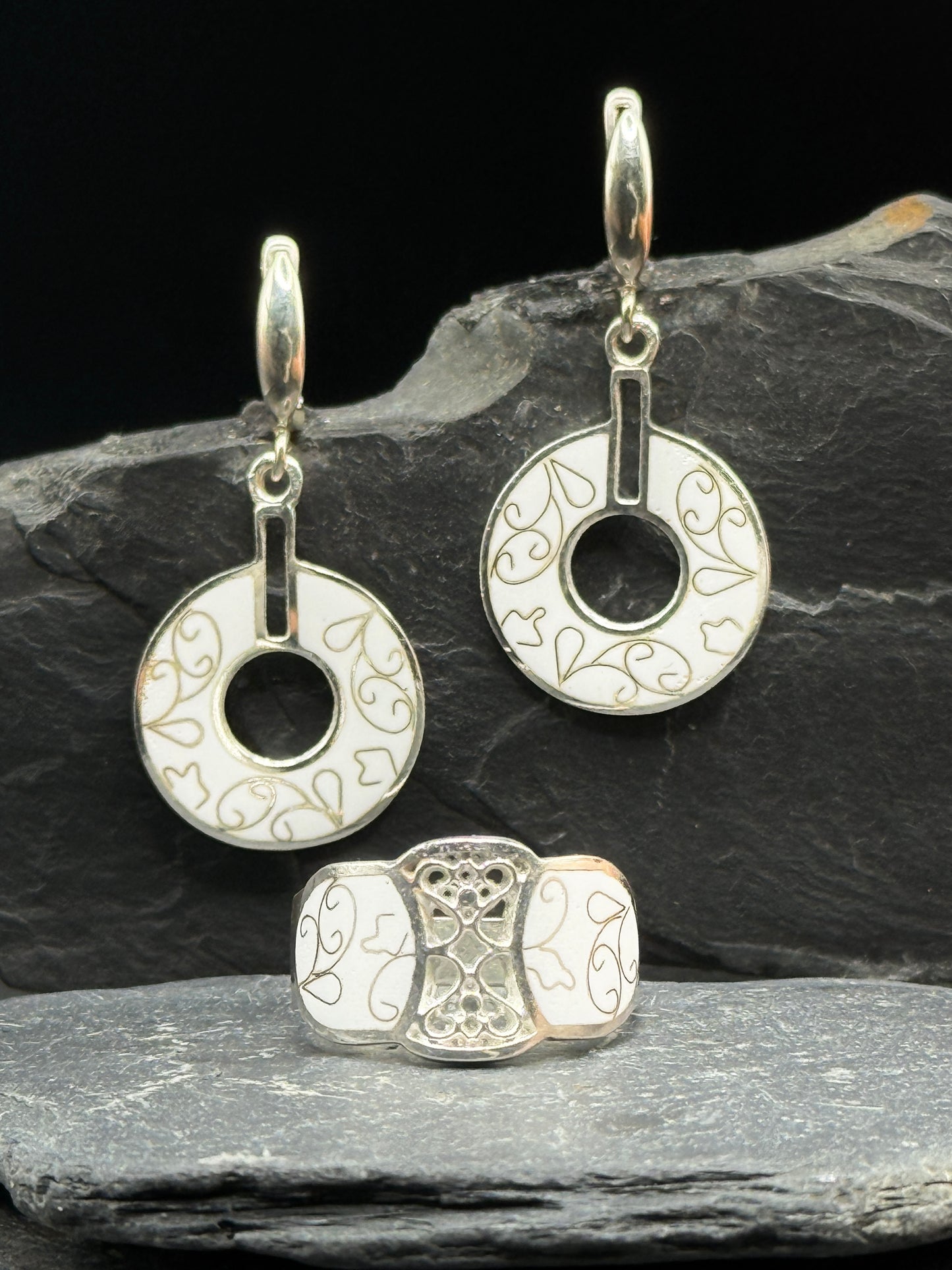 Set “White Lace” — Minanqari Silver & Enamel