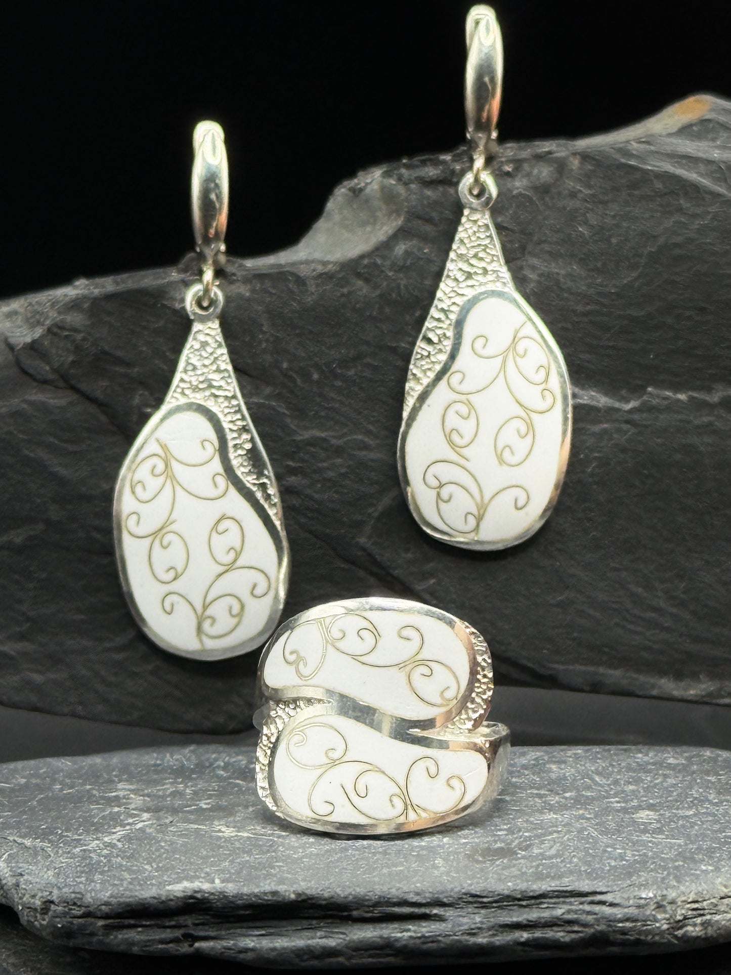 Set “White Lace” — Minanqari Silver & Enamel