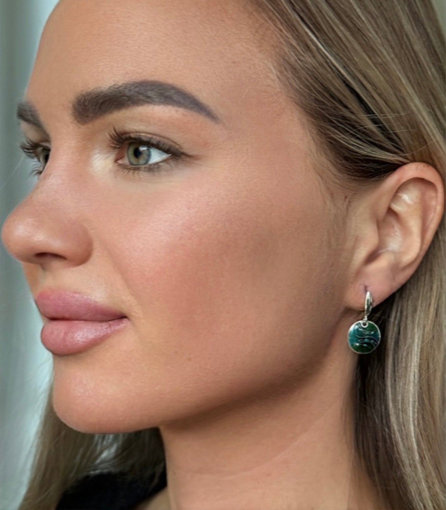 Earrings “Emerald Tide” - Minanqari Silver & Enamel