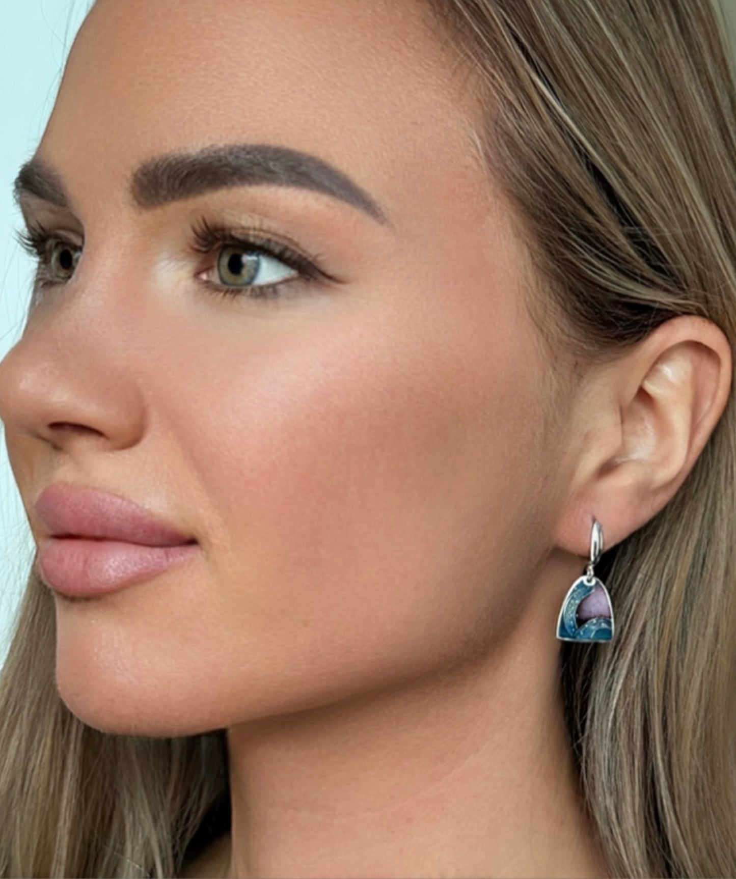 Earrings “Pink Horizon”  - Minanqari Silver & Enamel