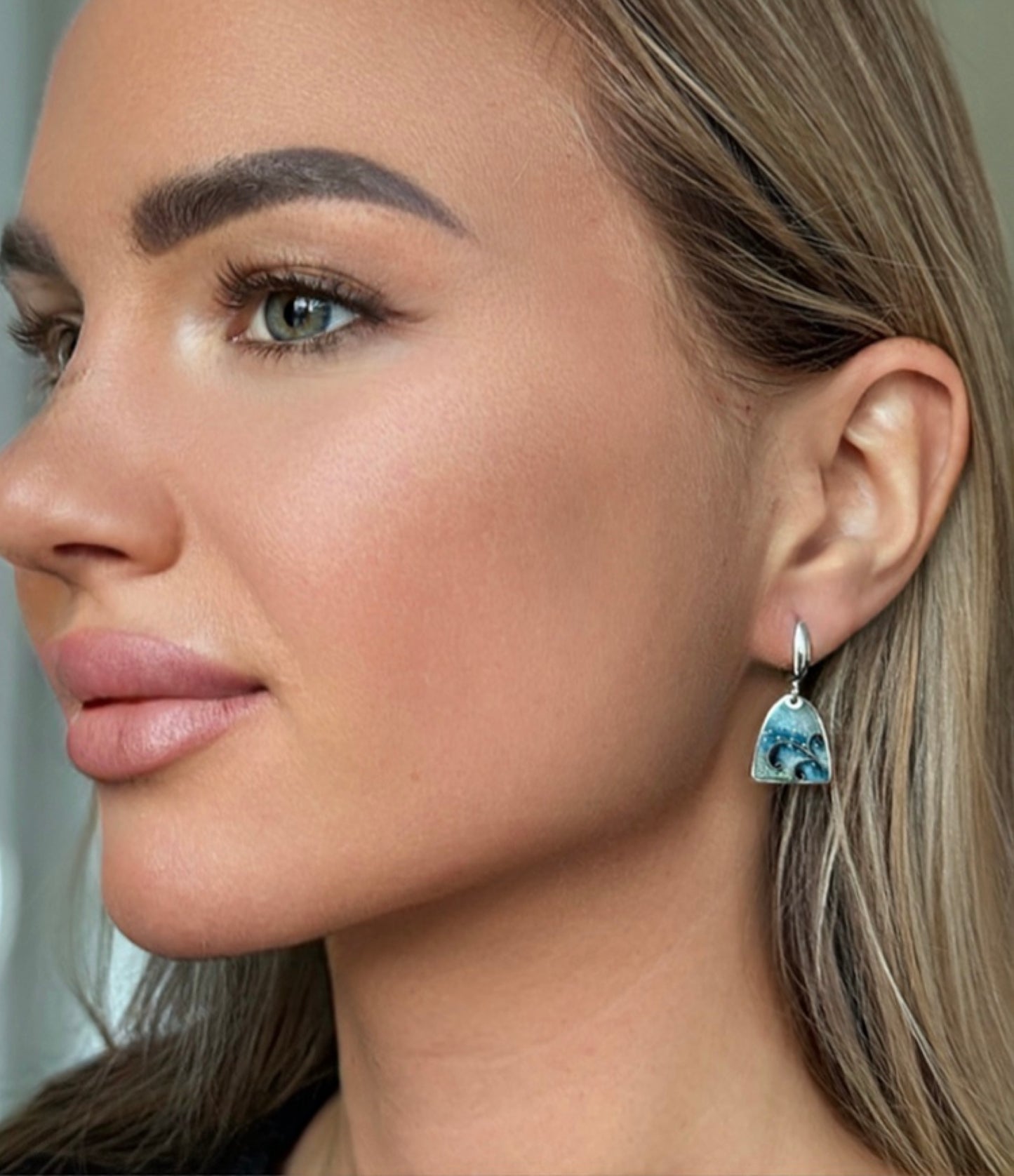 Earrings “Blue Waves”  – Minanqari Enamel & Silver