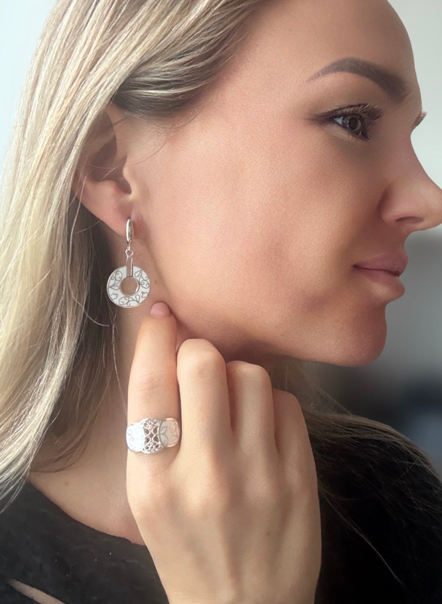 Set “White Lace” — Minanqari Silver & Enamel