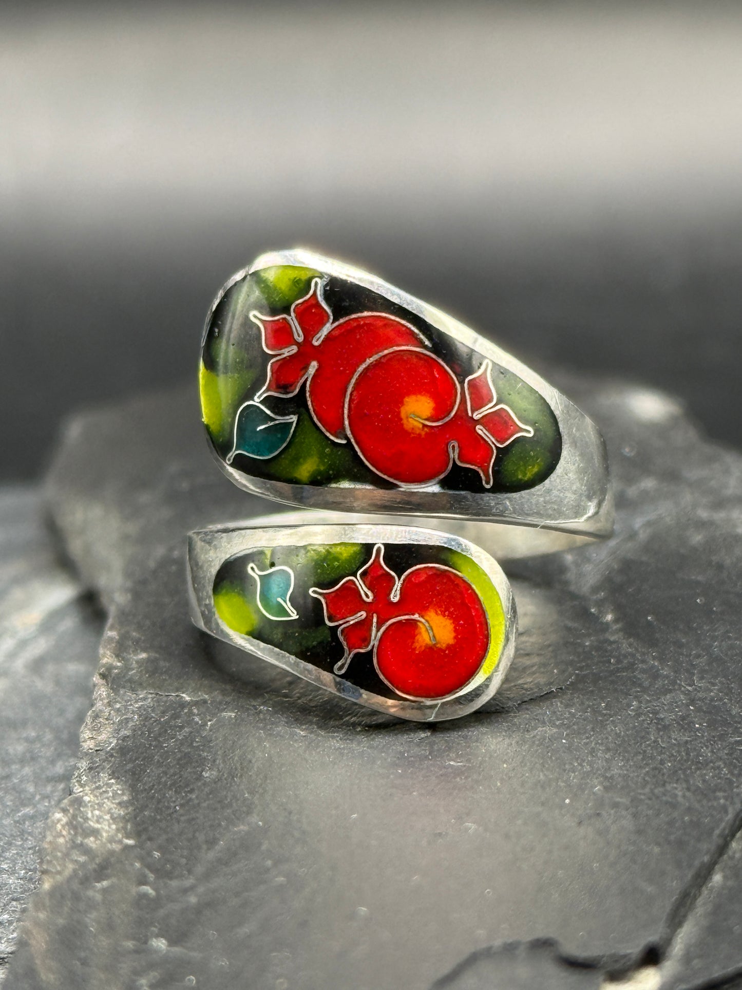 Ring “Pomegranate Spiral” - Minanqari Silver & Enamel