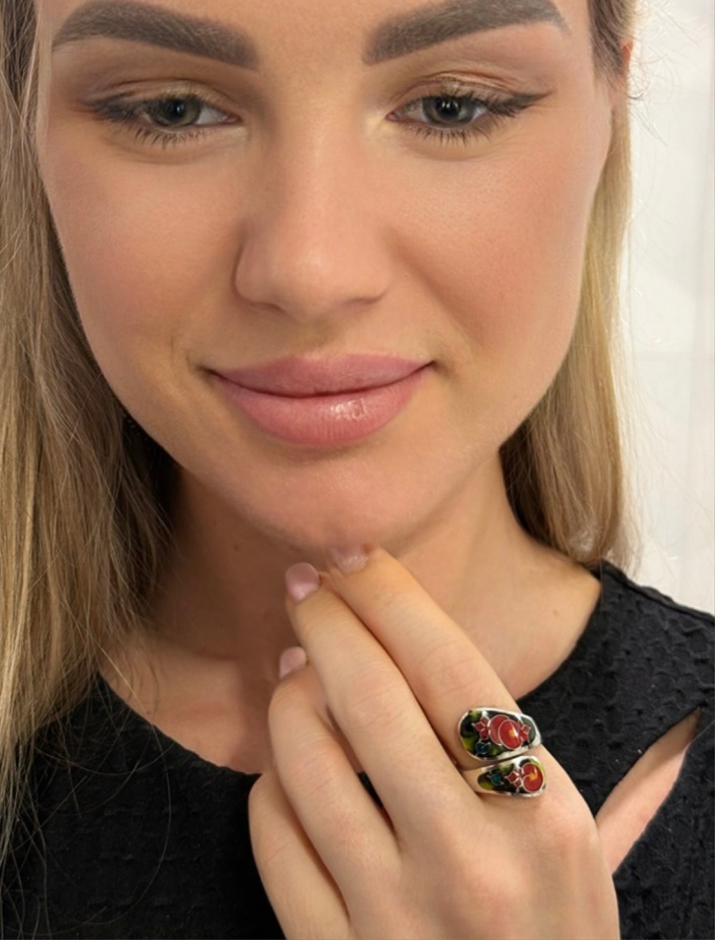 Ring “Pomegranate Spiral” - Minanqari Silver & Enamel