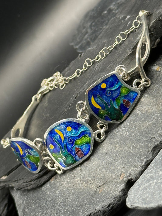 Браслет «Звездная ночь» – Минанкари, серебро и эмаль.