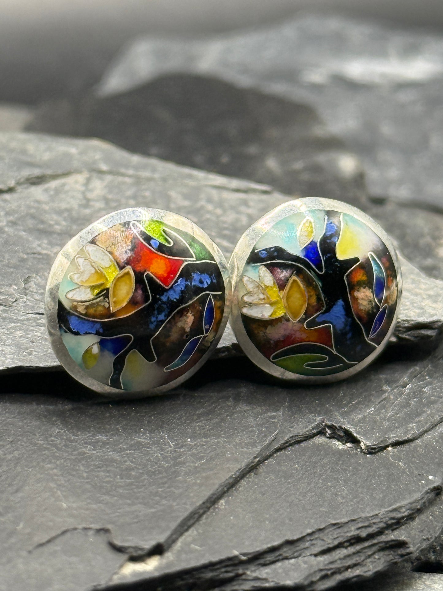 Earrings "The Blooming Of Dreams" - Handcrafted Enamel