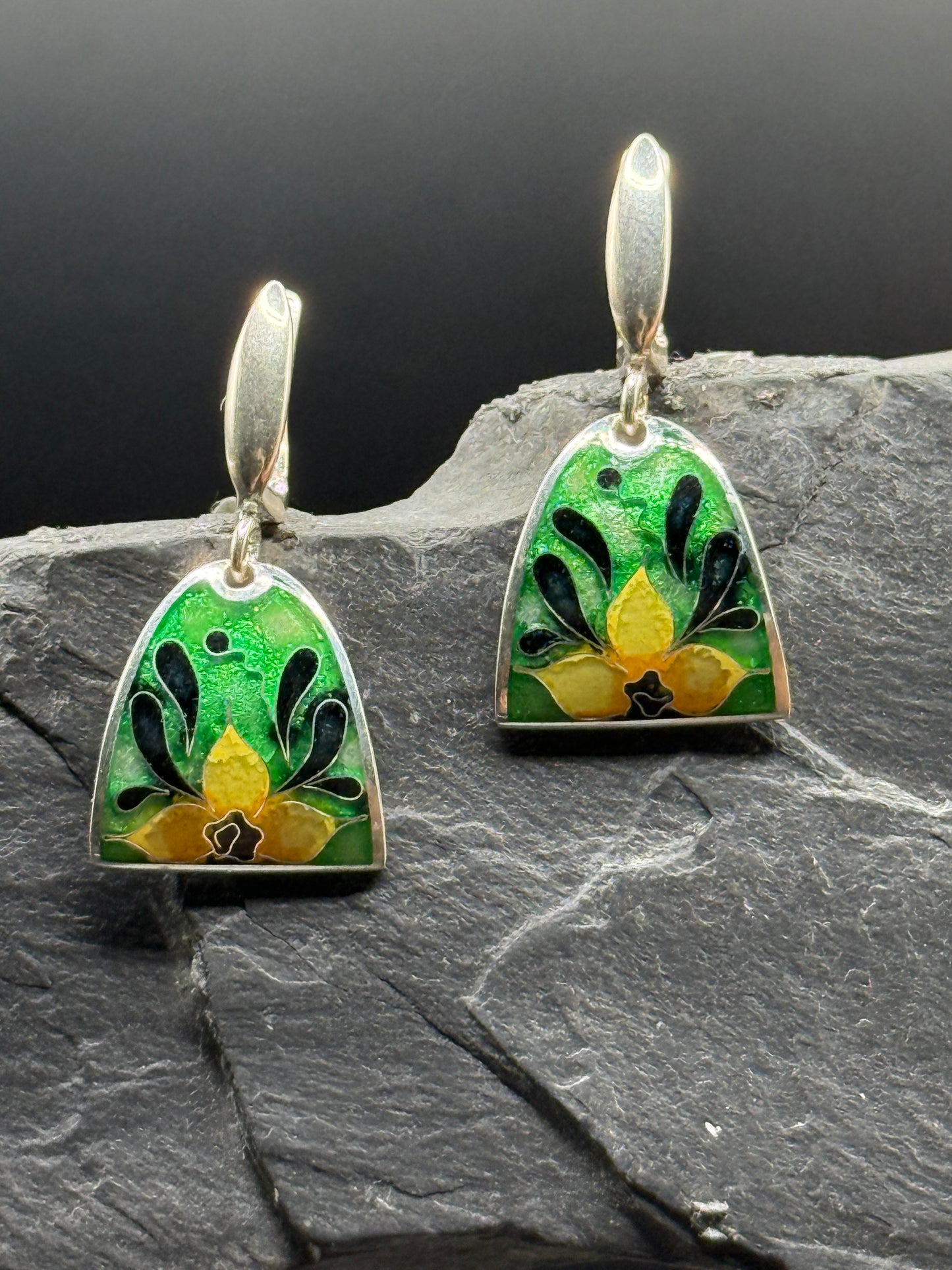 Kõrvarõngad “Smaragdõis” – Minanqari hõbe ja email