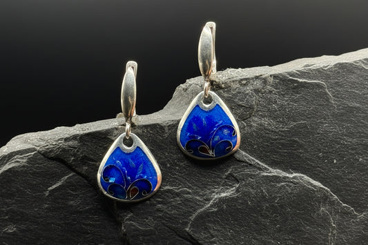 Earrings “Deep Blue Flame” – Minanqari Silver & Enamel