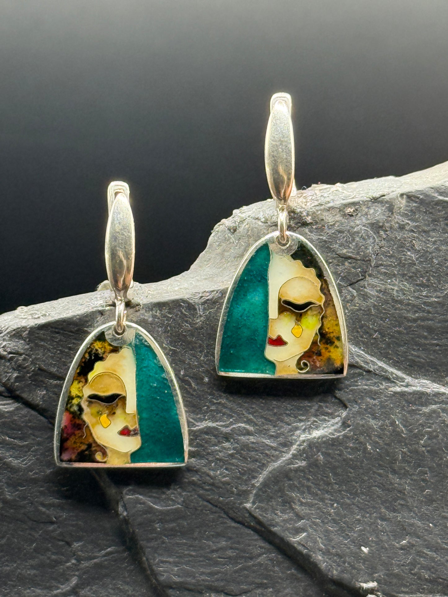 Earrings “Golden Tears” - Minanqari Silver & Enamel