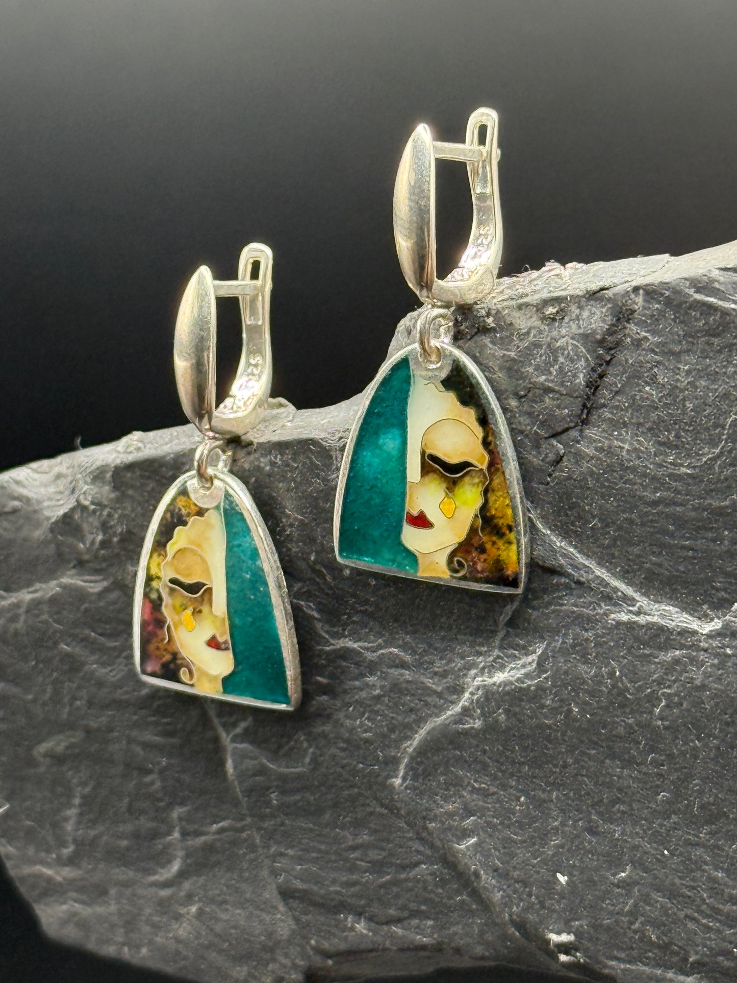 Earrings “Golden Tears” - Minanqari Silver & Enamel