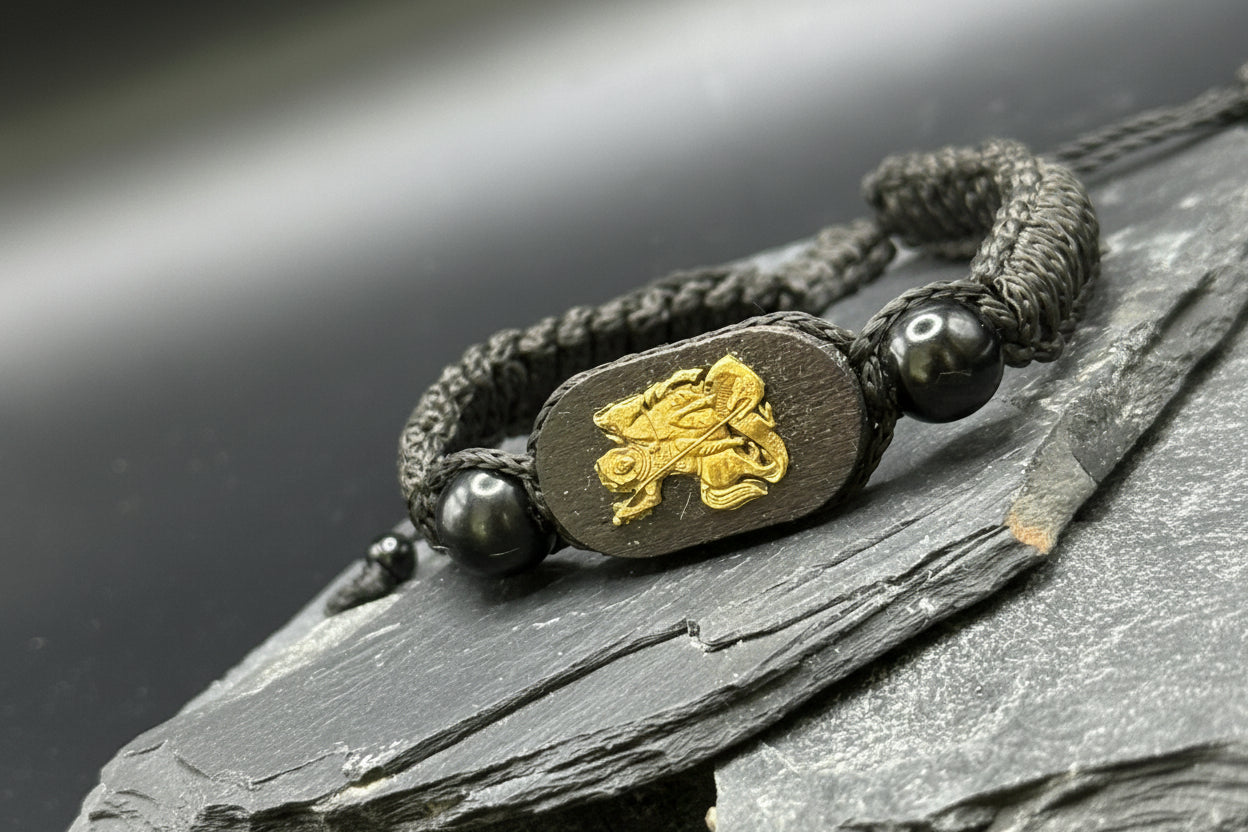 Jet Bracelet “Saint George” – Protection Talisman Handmade