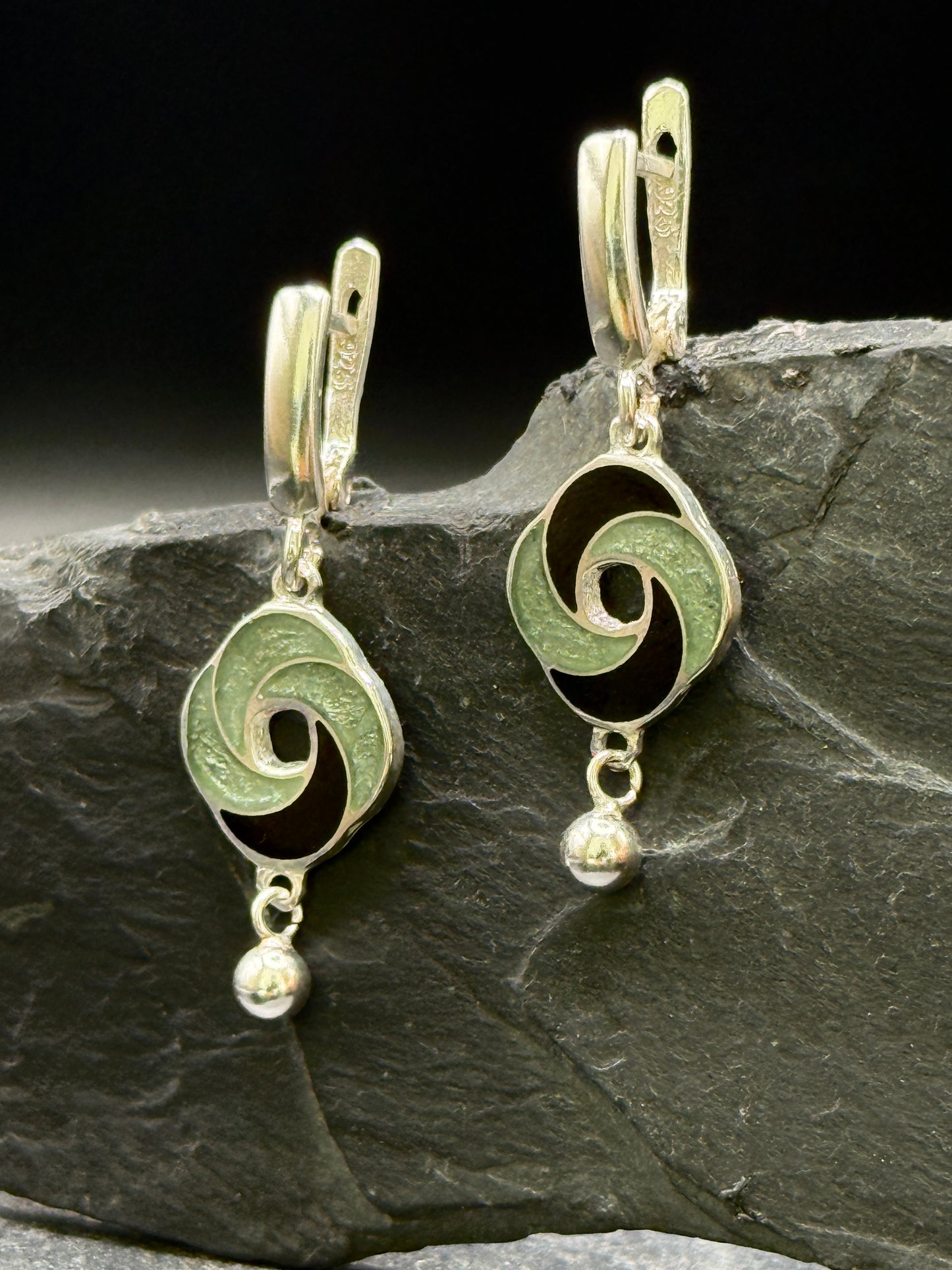 Earrings “Harmony Spiral” – Minanqari Silver & Enamel