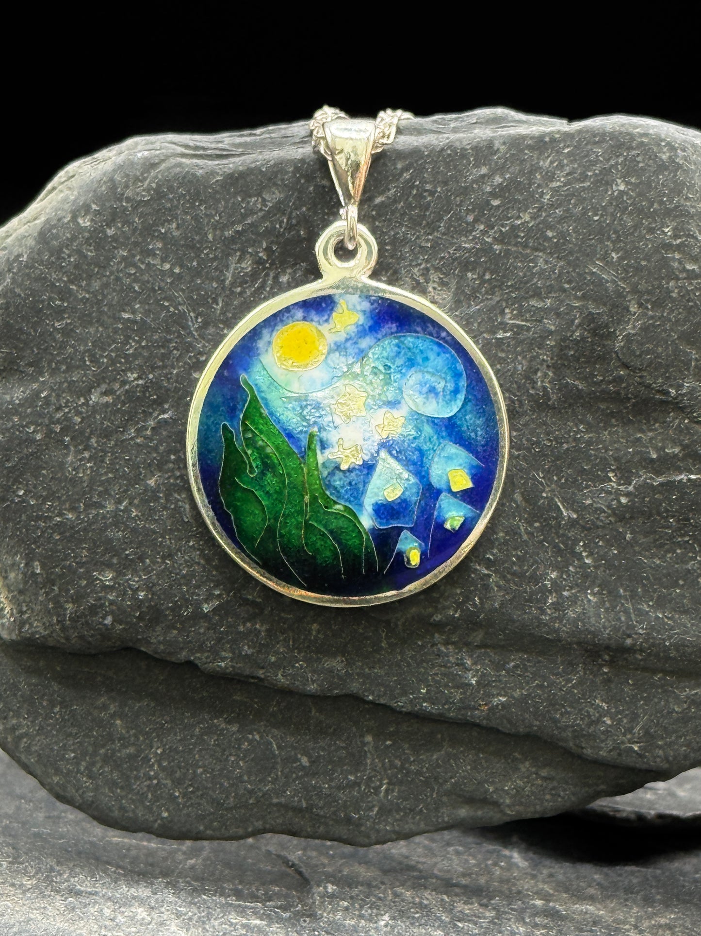 Pendant “Starry Night” – Klimt Inspired Minanqari Silver & Enamel