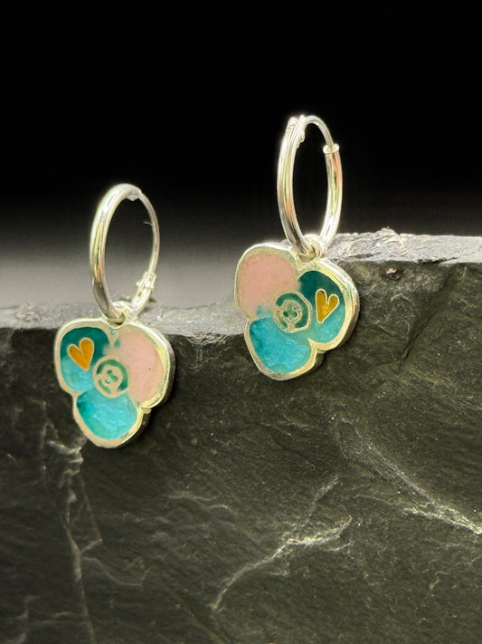 Kids Earrings “Pastel Flower” – Minanqari Silver & Enamel
