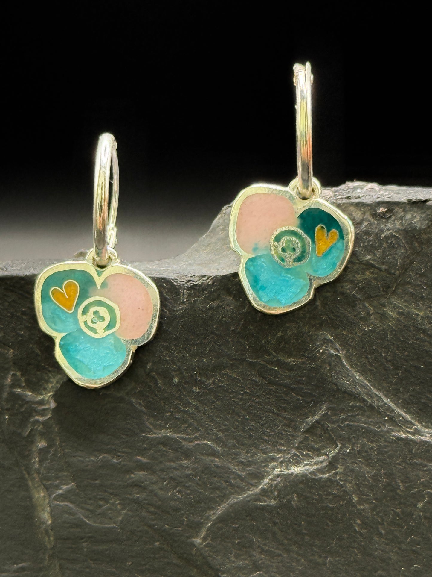 Kids Earrings “Pastel Flower” – Minanqari Silver & Enamel