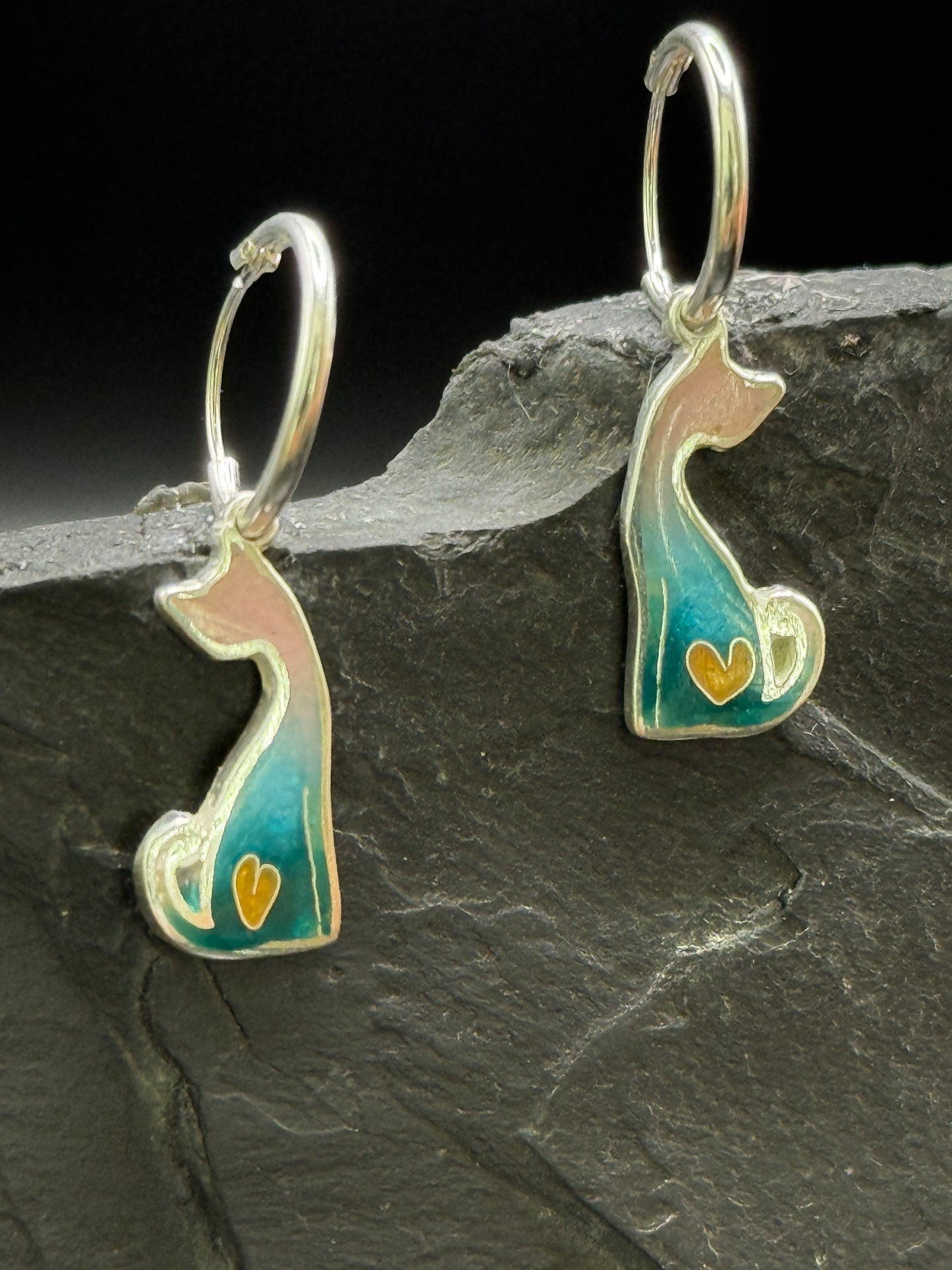 Kids Earrings “Little Kitten” – Minanqari Silver & Enamel
