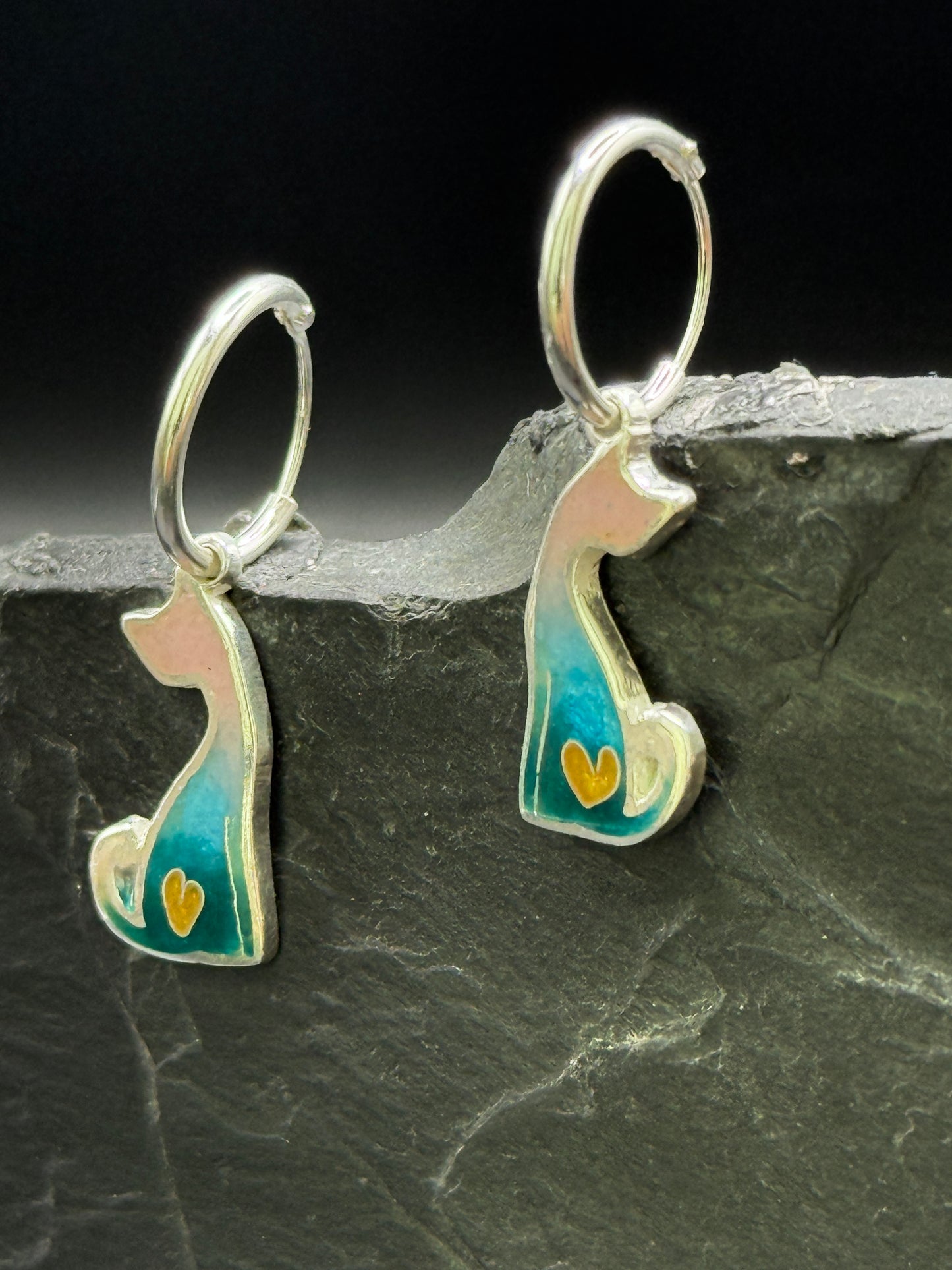 Kids Earrings “Little Kitten” – Minanqari Silver & Enamel