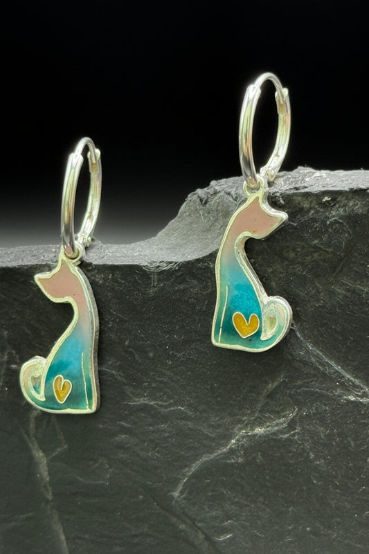 Kids Earrings “Little Kitten” – Minanqari Silver & Enamel
