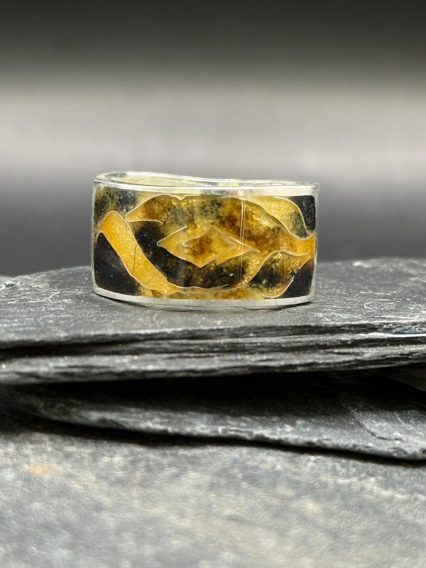 Golden Dune Ring – Minanqari Silver Enamel Ring