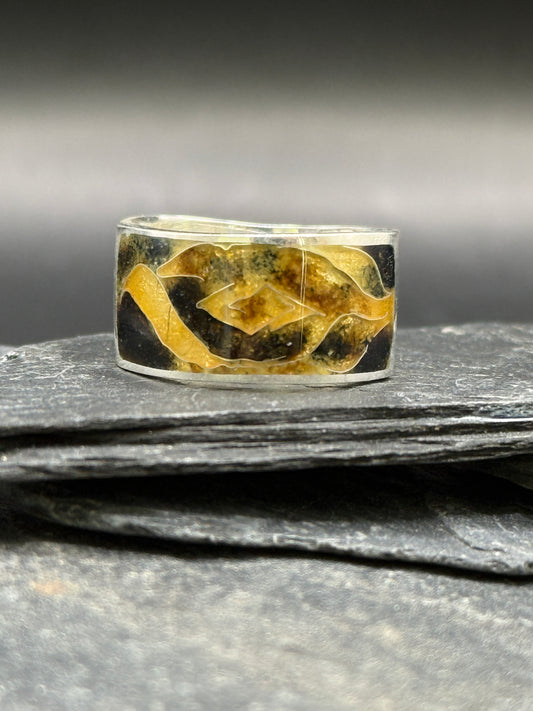 Golden Dune Ring – Minanqari Silver Enamel Ring