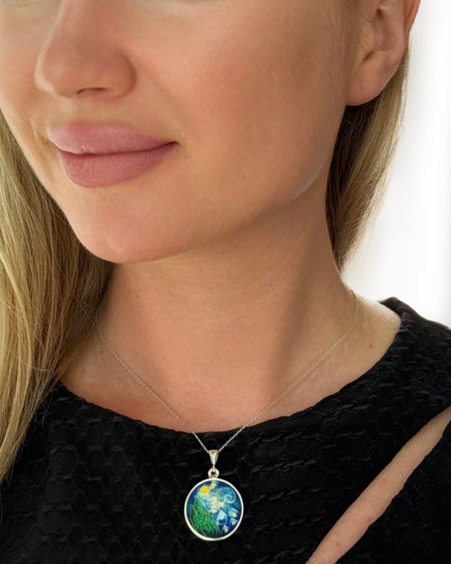 Pendant “Starry Night” – Klimt Inspired Minanqari Silver & Enamel