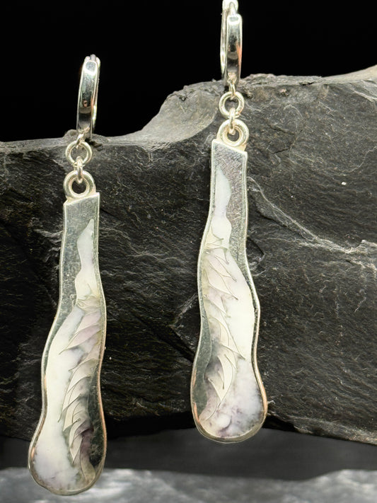 Silver Feather Minanqari Earrings – Handmade Enamel Earrings