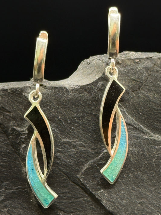 Harmony Flow Minanqari Earrings – Handmade Silver Enamel Earrings