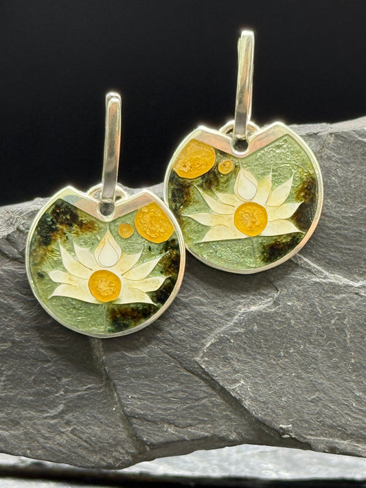 Lotus Blossom Minanqari Earrings – Handmade Silver Enamel Earrings